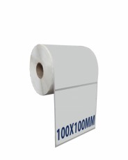 Decal giấy in nhiệt in mã vạch, tem nhãn khổ 100x100mm, cuộn 50m( 1 tem/hàng )